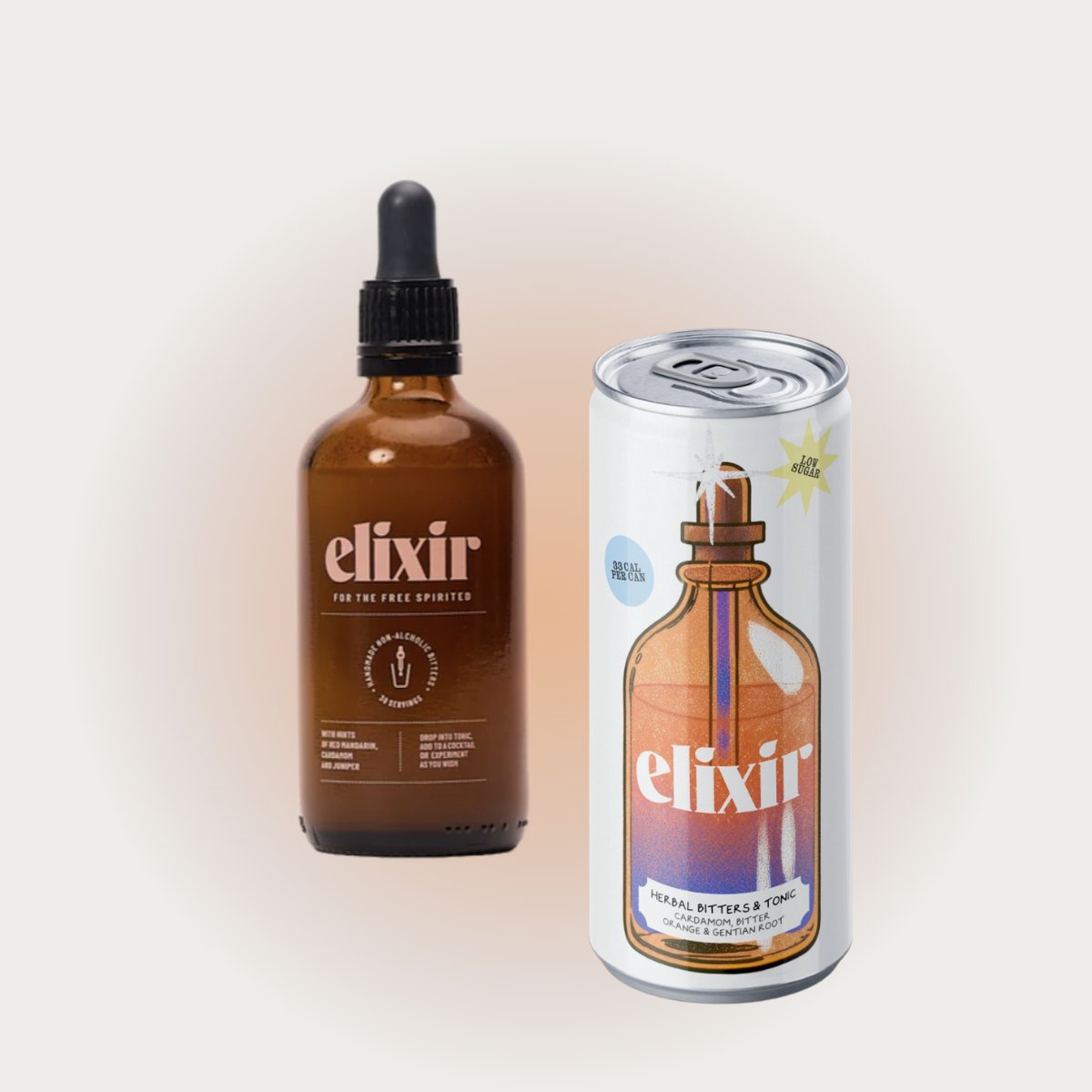 The Elixir and an E&T can, side by side
